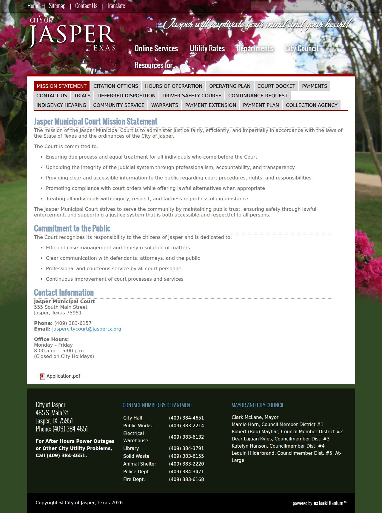 Official Jasper Municipal Court docket and record access page
