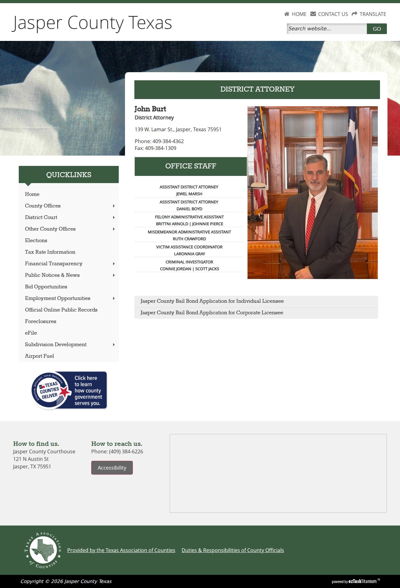 Jasper County criminal case prosecution office information